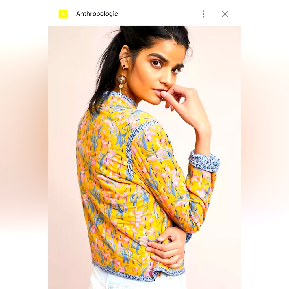 Anthropologie Reversible Quilted Floral Jacket